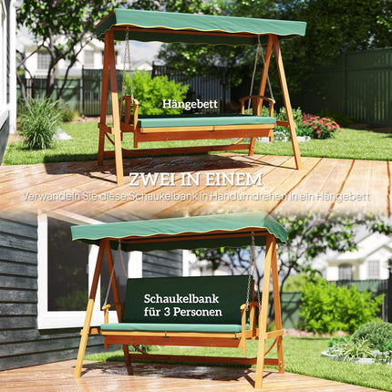 Garden swing 3-seat with canopy - Tilts down to 330 kg
