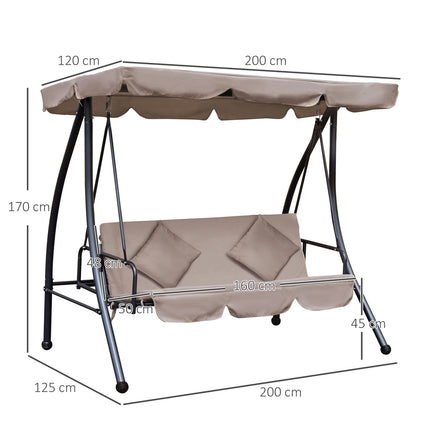2-in-1 reclining garden swing, 3-seater, adjustable canopy