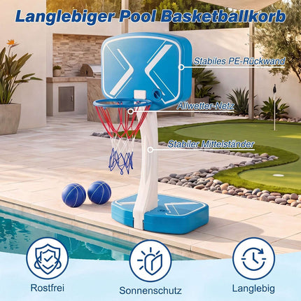 2-in-1 Pool Basketball Hoop & Volleyball Net Set with Base