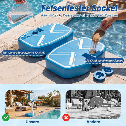 2-in-1 Pool Basketball Hoop & Volleyball Net Set with Base