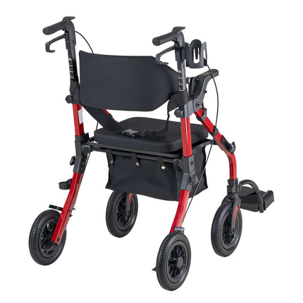 2-in-1 Rollator Walker Transport Chair, Foldable 300 lb