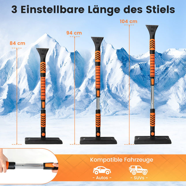 2-in-1 Snow Shovel & Ice Scraper, Adjustable Handle