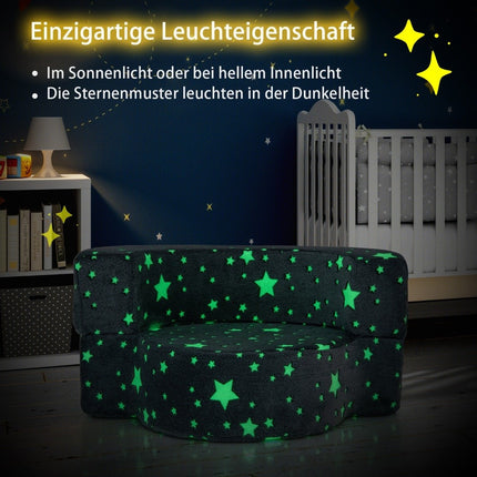 2-in-1 Toddler Sofa, Glows in Dark, Removable Cover