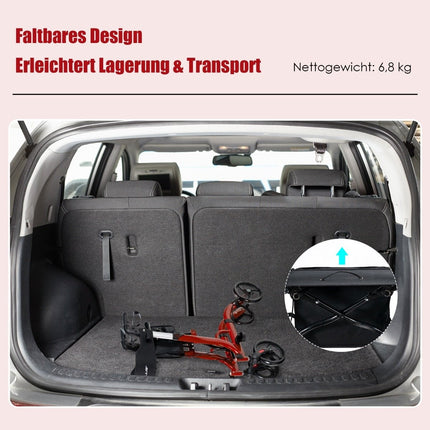 2 in 1 Travel Rollator with Seat & Bag & Stick Holder Foldable & Lightweight Red