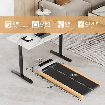 2 in 1 Treadmill 2.25HP Walking Pad Under Desk 1-6km/h with Remote Control Portable 120 x 54 x 13 cm