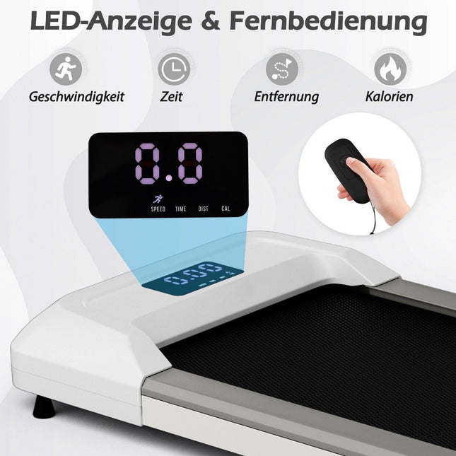 Bieżnia 2 w 1 Pod biurkiem Podkładka do chodzenia z wyświetlaczem LED 122 x 53 x 15 cm Szara