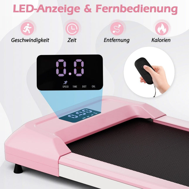 Bieżnia 2 w 1 Podkładka do chodzenia pod biurkiem z wyświetlaczem LED 122 x 53 x 15 cm Różowa