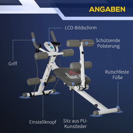 Adjustable ab bench, LCD screen, steel, 100 kg capacity