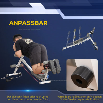 Adjustable ab bench, LCD screen, steel, 100 kg capacity