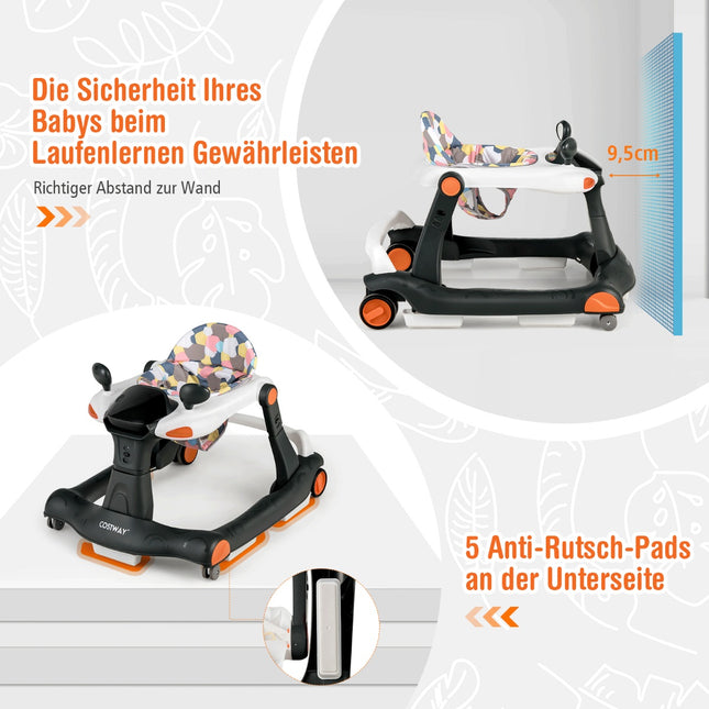 2 in 1 babywalker opvouwbare babywalker zwart