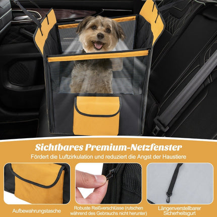 2 in 1 car seat cover & car dog crate with side pocket, water-repellent, 148 x 145 cm