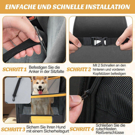 2 in 1 car seat cover & car dog crate with side pocket, water-repellent, 148 x 145 cm