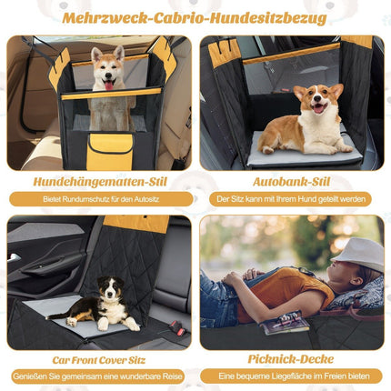 2 in 1 car seat cover & car dog crate with side pocket, water-repellent, 148 x 145 cm