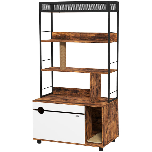 Cat cabinet with shelf and scratching post