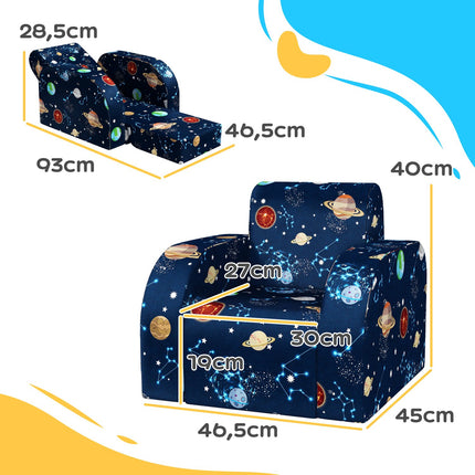 Children's folding sofa chair - horizontal, planetary design
