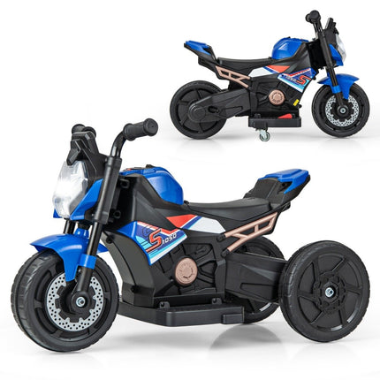 2-in-1 children's electric motorcycle with removable training wheels &amp; Headlights &amp; Music &amp; Horn blue 74 x 38 x 48 cm