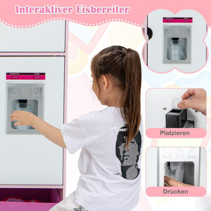 2 in 1 children's kitchen & shop with light & sound & 82 accessories & board & ice cream maker play kitchen