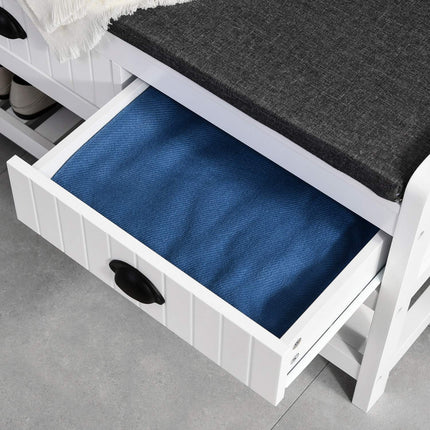 White coat hanger and shoe bench with hooks - Entrance storage
