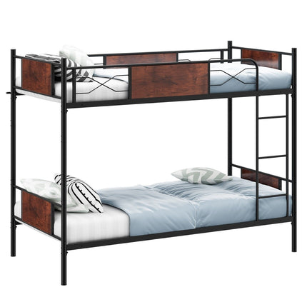 2-in-1 convertible metal double bunk bed with ladder & anti-tip bunk bed 190 x 90 cm