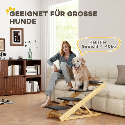 Height adjustable dog stairs - Foldable, non-slip 4 steps