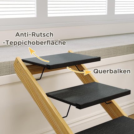 Height adjustable dog stairs - Foldable, non-slip 4 steps