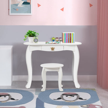 2 in 1 dressing table set children's dressing table girls dressing table wooden mirror table white 80x42x105cm