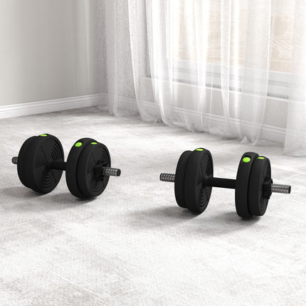 Adjustable dumbbell set, 15 kg, 2-in-1, floor-friendly