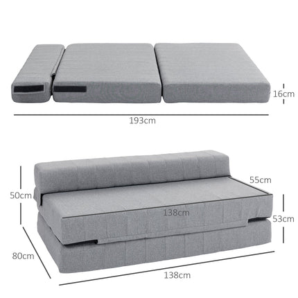 Folding 2-in-1 sofa bed, Linen Look for living room
