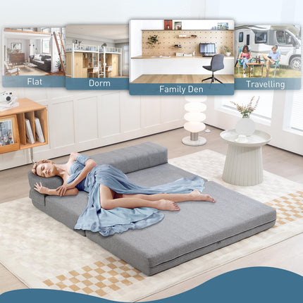 Folding 2-in-1 sofa bed, Linen Look for living room