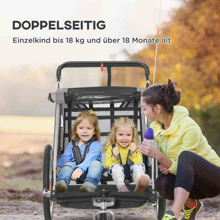 Folding bicycle stroller for 2, 18+ months, gray