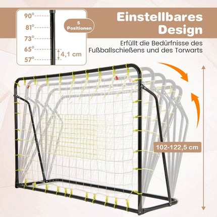 2 in 1 football goal & rebounder football goals 187 x 60 x 102-122.5 cm children's football goal set height adjustable black