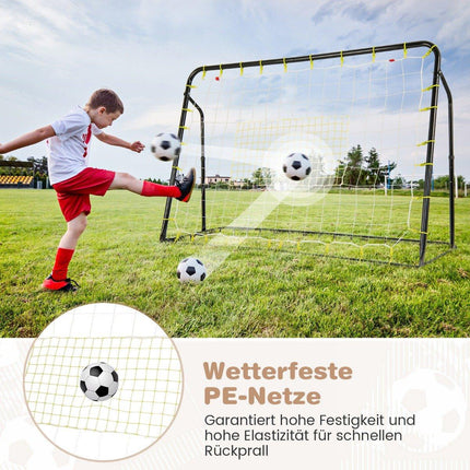 2 in 1 football goal & rebounder football goals 187 x 60 x 102-122.5 cm children's football goal set height adjustable black