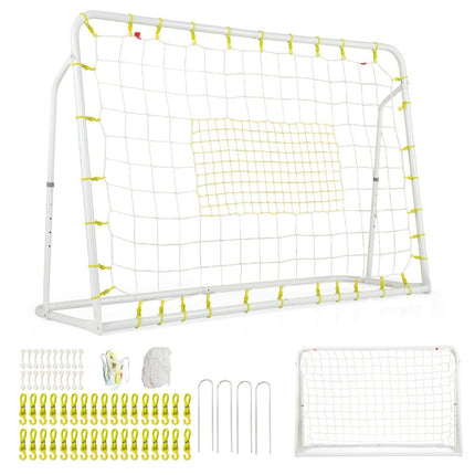 2 in 1 football goal & rebounder football goals 187 x 60 x 102-122.5 cm children's football goal set height adjustable white