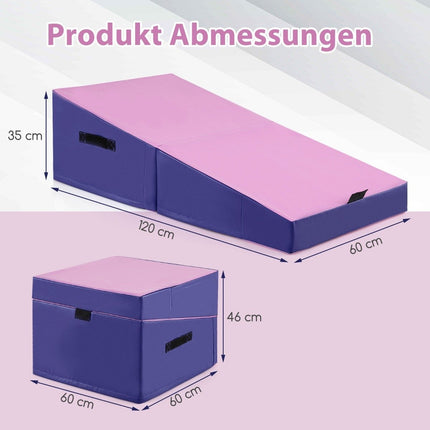 2 in 1 gymnastics mat with carrying handle Slanted gymnastics mat Wedge-shaped soft floor mat