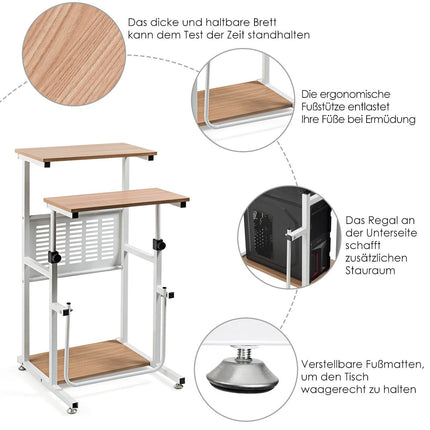 2-in-1 office table with height-adjustable table top for presentations 55 x 53 x 98 cm