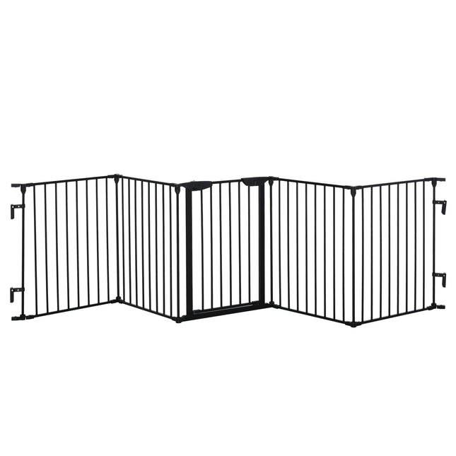 Puppy cage & collapsible barrier with door, metal, black