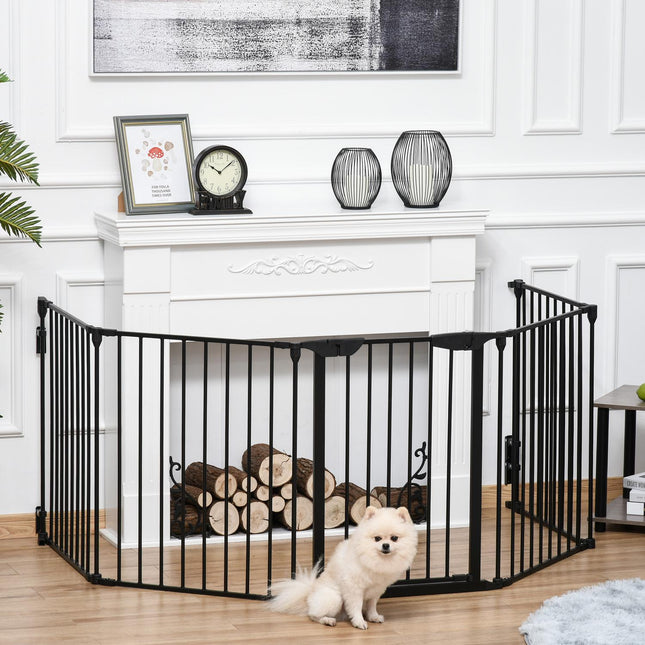 Puppy cage & collapsible barrier with door, metal, black