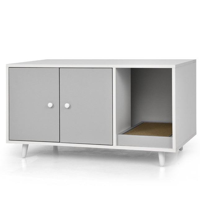 2 in 1 side table & cat cabinet with scratching board cat toilet coffee table 90 x 50 x 50 cm gray