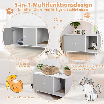 2 in 1 side table & cat cabinet with scratching board cat toilet coffee table 90 x 50 x 50 cm gray