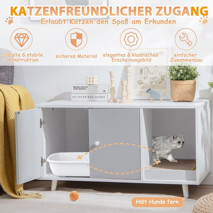 2 in 1 side table & cat cabinet with scratching board cat toilet coffee table 90 x 50 x 50 cm gray