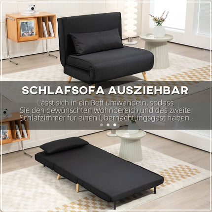 2-in-1 folding sofa-bed chair, adjustable, linen look