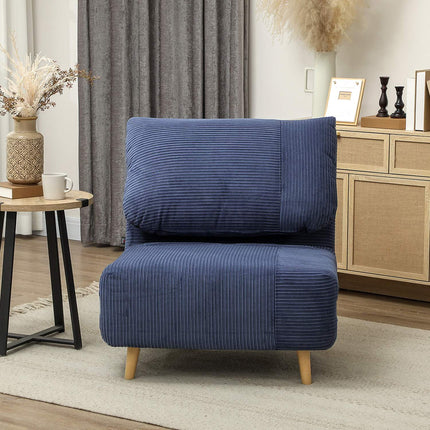 2-in-1 sofa bed, foldable mattress, blue corduroy, 82x89x83 cm