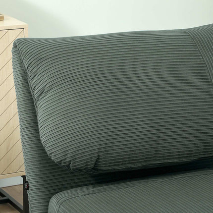 Green adjustable corduroy folding sofa bed - 82 x 89 x 83 cm