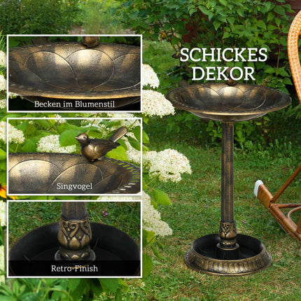 2-in-1 frost-proof plastic bird bath, 50x50x72 cm, bronze