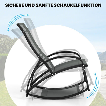2 in 1 sun lounger convertible rocking chair with adjustable backrest and curved armrests gray