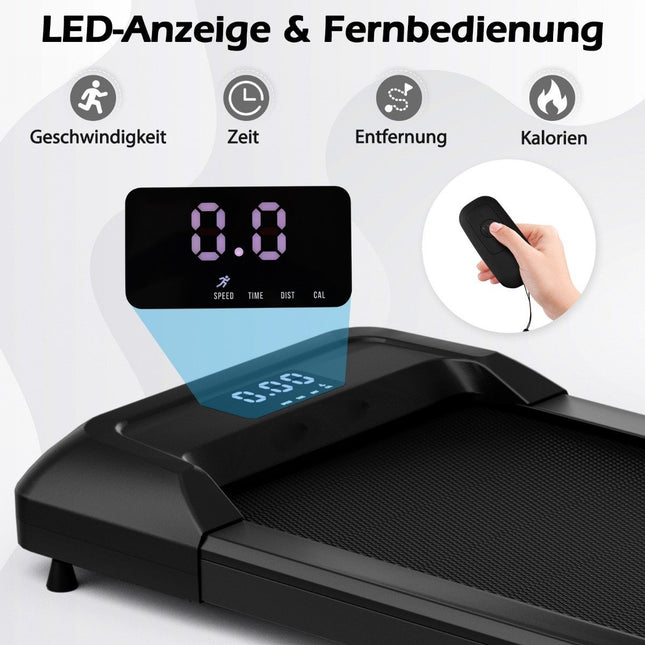 Bieżnia 2 w 1 pod biurkiem podkładka do chodzenia z wyświetlaczem LED 122 x 53 x 15 cm czarna