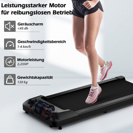 2 in 1 treadmill under desk walking pad with LED display 122 x 53 x 15 cm black