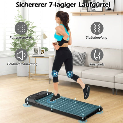 2 in 1 treadmill under desk walking pad with LED display 122 x 53 x 15 cm black