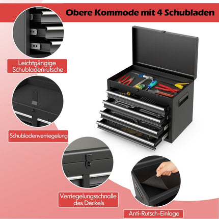 2 in 1 workshop trolley including case & 8 compartments & hooks & adjustable shelf 100 kg load capacity