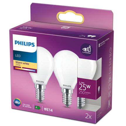 2-pack LED E14 Globe 25W Frost 250lm